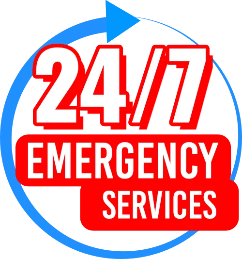 24-hour emergency HVAC services badge